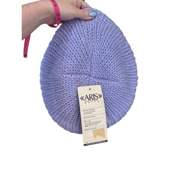 Aris Knits Thermal Puff Lavender Acrylic Scarf With Tassels - Picture 2 of 12